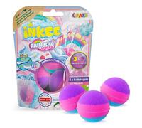 INKEE Pack Color Rainbow World - 3 bombas de baño perfumadas para niños, 3 bombas de baño con 3 capas de colores diferentes (rosa, morado y azul), aroma de algodón de azúcar y aceite de argán