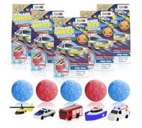 INKEE Rescue Crew Set 5 Bombas de Baño para Niños con Sorpresa - Baño Divertido con Juguete Vehículo de Rescate - Bomba Infantil con Aroma a Sandía y Aceite de Aguacate