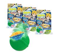 INKEE Surprise Blade trompo - 3x bombas de baño para niños con sorpresa - 3 de 6 mini trompos BLADE - bolas de baño 3x 100g con fragancia de chocolate y manteca de cacao, verde o rojo