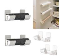 inki Soporte de aluminio para puerta de armario, organizador de pared, autoadhesivo, 2 juegos de soportes de papel de aluminio para papel de horno, lámina de estaño, papel encerado, puerta de