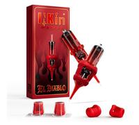 INKin Agujas Tatuaje 25RM 20 Piezas, Agujas de Tatuar #10 Bugpin 0,30mm Round Magnum con Protección de Silicona Extraíble, Agujas Tattoo con Mejorada Membrana para Maquina de Tatuar - EL Diablo