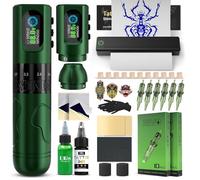 INKin INKflexo Maquina de Tatuar Kit Completo con 6 Strokes 2.0-4.2mm y 2 Batería de 1600mAh, Maquina Tatuar Inalambrica Kit Tatuaje Completo con Impresora Bluetooth, Agujas Tatuaje para Tatuadores