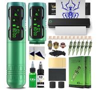 INKin Kit Tatuaje, Maquina Tatuar Inalambrica con 2pcs 1800 mAh Batería y Motor Sin Escobillas, Maquina de Tatuar Kit Completo con Impresora Bluetooth, Tinta Tatuaje, Agujas Tatuaje para Tatuadores
