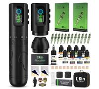 INKin Maquina de Tatuar Kit Completo con 6 Tiempos 2.0-4.2mm y Batería 2 Piezas de 1600 mAh Fuente de Alimentación y Revo Agujas Tatuaje, Tinta Tatuaje, Kit Tatuaje Profesional INKflexo para Tatuadore