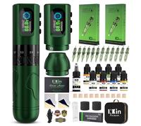 INKin Maquina de Tatuar Kit Completo con 6 Tiempos 2.0-4.2mm y Batería 2 Piezas de 1600 mAh Fuente de Alimentación y Revo Agujas Tatuaje, Tinta Tatuaje, Kit Tatuaje Profesional INKflexo para Tatuadore