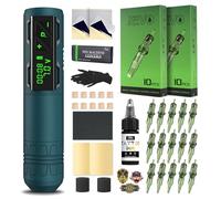 INKin Maquina de Tatuar Kit Completo, Maquina Tatuar Inalambrica con 3.5mm Stroke y Batería de 1800mAh, Kit Tatuaje Completo con Tinta Tatuaje, Agujas Tatuaje para Principiantes y Artistas