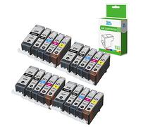 InkJello Compatible Tinta Cartucho Reemplazo para Canon Pixma iP3600 iP4600 iP4700 MP540 MP550 MP560 MP620 MP630 MP640 MP980 MP990 MX860 MX870 PGI-520 CLI-521 (BK/C/M/Y 20-Pack)