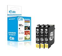 Inklife - Cartuchos de tinta compatibles con Epson T502XL, color negro, 39 ml, T02W14010, paquete de 3 unidades