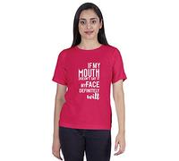 Inkmeso Camiseta De Las Mujeres If My Mouth Doesn'T Say It My Face Definitely Will Letra Impresa con Cuello Redondo Sarcastico