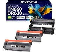 InkNI Cartucho de tóner compatible DR630 Drum TN660 TN630, negro, paquete | Compatible con impresora Brother HL-L2300D DCP L2540DW HL L2320D HL L2360DW HL L2380DW MFC L2700DW