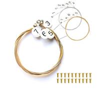 INKNOTE Lyre Harp A Sets of 7 Replacement Metal Strings with 30 Pcs Gold Brass Hollow Rivets