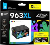 iNKPAD 4 unidades 963XL Multipack Cartuchos para HP 963 963 XL para HP OfficeJet Pro 9010 9012 9013 9014 9015 9016 9018 9019 9020 9022 9023 9025 9026 9026 9026 9022 8 (Negro/Cy) en/magenta/amarillo)