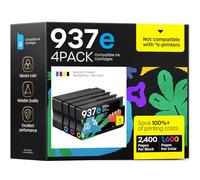 iNKPAD Cartuchos de tinta 937e con chip compatibles con HP 937 937XL | 937e 937XL Multipack compatible con impresoras HP 937 HP OfficeJet Pro 9720 9730 9110b 9120b 9130b 1 x negro, cian