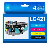 iNKPAD LC421 Cartuchos de Tinta compatibles para Brother LC 421 LC421XL Cartuchos de Impresora para Brother DCP-J1050DW Cartuchos MFC-J1010DW DCP-J1140DW (Negro, Cian, Magenta, Amarillo)