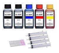 Inkpro Recarga de cartuchos de tinta - 5 x 100 ml de tinta de recarga para LC-3237, LC-3239 XL negro, cian, magenta, amarillo