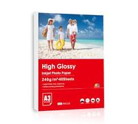 Inkuway 240gsm 60 hojas A3 Papel Fotográfico de Inyección de Tinta Brillante para Impresión Profesional para Impresoras de Inyección de Tinta