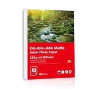 Inkuway A3 60 hojas 260gsm de Espesor Doble Cara Papel Fotográfico Mate, Tarjeta de Papel para Impresión de Inyección de Tinta