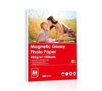 INKUWAY A4 Papel magnético para inyección de tinta, 10 hojas de papel fotográfico grueso y brillante para impresoras de inyección de tinta.