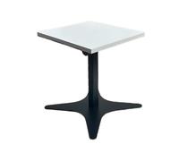 InkVision Mesa de café con base en cruz, tablero blanco y base negra azul marino, mesa de jardín moderna