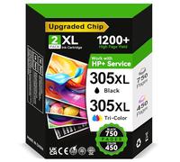 INKWELLZ Cartuchos 305XL BK/CMY - 750/450+ Páginas, Reemplazo para Originale Tinta HP 305 Negro & Color, para HP DeskJet 2810e 2820e 2700 2710e 2720e 2722e Plus 4100 4120 Envy 6000 6020e 6032e