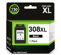INKWELLZ Cartuchos 308XL BK - 730+ Páginas, Reemplazo para Originale Tinta HP 308 Negro, para HP Envy 6120e 6122e 6132e 6520e 6530e 6532e 6152e 6558e 6110e 6130e DeskJet 2910 2920 2921 2922