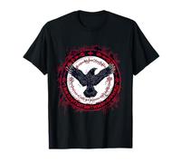 Inky Bird en Vermilion Color - Camiseta Unisex para Amantes de la Naturaleza y el Arte - Diseño de Pájaro Único - Manga de Doble Puntada - Talla S - Negro