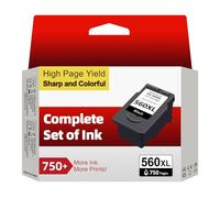 INKYEAH PG-560 XL Negro - Imprime 750+ Páginas, Reemplazo para Cartucho Tinta Canon 560 Original, Cartuchos 560 XL Compatible con Canon Pixma TS5350 TS5351 TS5352 TS5353 TS7450 TS7451 Impresoras