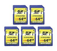 INLAND Micro Center - Tarjeta de memoria flash SDXC de 64 GB, clase 10, chip SD de tamaño completo, cámara de rastro USH-I U1 (paquete de 5)