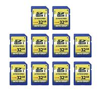 INLAND Micro Center - Tarjeta de memoria SDHC, clase 10, estándar USH-I U1, cámara de trail, 32 GB, 10 unidades