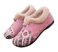 INLANDSIS Boots, Women’s Warm Floral Embroidered Winter, Fleece Lined Cozy Lightweight Non-Slip Everyday Shoes (Pink,8)