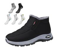 INLANDSIS Botas de nieve cálidas de invierno para hombre, forro peludo, zapatos térmicos de invierno con soporte de arco, botas de senderismo impermeables para exteriores, Black, 42 EU