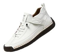 INLANDSIS Comfortable Orthopedic Sneakers, Unsex Adjustable Leather Sneakers, Slip On Soft Comfort Orthopedic Support Loafers (White,5)