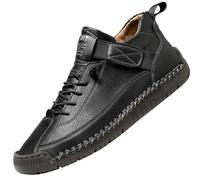 INLANDSIS Comfortable Orthopedic Sneakers, Unsex Adjustable Leather Sneakers, Slip On Soft Comfort Orthopedic Support Loafers (Black,4.5)