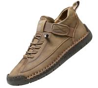 INLANDSIS Comfortable Orthopedic Sneakers, Unsex Adjustable Leather Sneakers, Slip On Soft Comfort Orthopedic Support Loafers (Khaki,3.5)