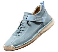 INLANDSIS Comfortable Orthopedic Sneakers, Unsex Adjustable Leather Sneakers, Slip On Soft Comfort Orthopedic Support Loafers (Sky Blue,4.5)