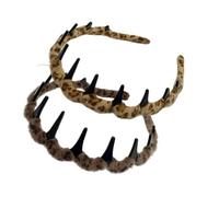 INLANDSIS Diadema con peine de dientes en forma de U, bandas de cabeza de alto cráneo para cabello de mujer, diademas reversibles con dientes, diademas en zigzag para mujer (amarillo + marrón)