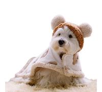 INLANDSIS Dog Winter Coat with Hat, Dog Cape Blanket, Fleece Flannel Warm Pet Cloak Cape Blanket with Hood for Cold Weather, Pet Cape Blanket for Dogs and Cats (Brown,S)