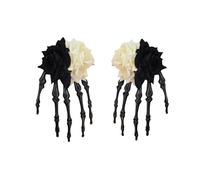 INLANDSIS Halloween Skeleton Hand Hair Clips with Bowknot, Punk Rock Horror Zombie Hair Accessories, Cosplay Party Costume, Cute Cool Elegant Rose Ghost Design (2-Rose3)