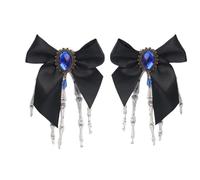 INLANDSIS Halloween Skeleton Hand Hair Clips with Bowknot, Punk Rock Horror Zombie Hair Accessories, Cosplay Party Costume, Cute Cool Elegant Rose Ghost Design (Bow-3)