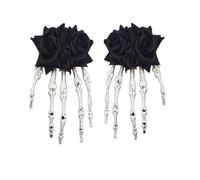 INLANDSIS Halloween Skeleton Hand Hair Clips with Bowknot, Punk Rock Horror Zombie Hair Accessories, Cosplay Party Costume, Cute Cool Elegant Rose Ghost Design (2-Rose2)
