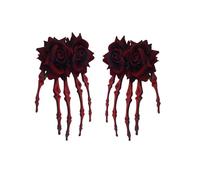 INLANDSIS Halloween Skeleton Hand Hair Clips with Bowknot, Punk Rock Horror Zombie Hair Accessories, Cosplay Party Costume, Cute Cool Elegant Rose Ghost Design (2-Rose4)