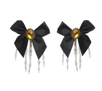 INLANDSIS Halloween Skeleton Hand Hair Clips with Bowknot, Punk Rock Horror Zombie Hair Accessories, Cosplay Party Costume, Cute Cool Elegant Rose Ghost Design (Bow-4)