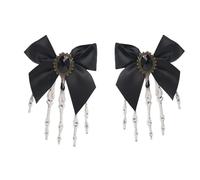 INLANDSIS Halloween Skeleton Hand Hair Clips with Bowknot, Punk Rock Horror Zombie Hair Accessories, Cosplay Party Costume, Cute Cool Elegant Rose Ghost Design (Bow-2)