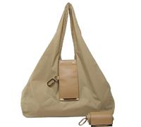 INLANDSIS Keychain Tote Bag, Lightweight & Compact Foldable Vegan Leather Mini Bags with Key Ring, Expands into Spacious Shopping Tote (Khaki,L)