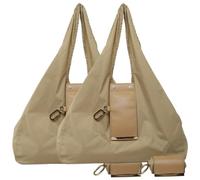 INLANDSIS Keychain Tote Bag, Lightweight & Compact Foldable Vegan Leather Mini Bags with Key Ring, Expands into Spacious Shopping Tote (2-Khaki,L)