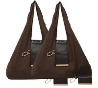 INLANDSIS Keychain Tote Bag, Lightweight & Compact Foldable Vegan Leather Mini Bags with Key Ring, Expands into Spacious Shopping Tote (2-Coffee,L)