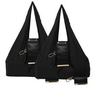 INLANDSIS Keychain Tote Bag, Lightweight & Compact Foldable Vegan Leather Mini Bags with Key Ring, Expands into Spacious Shopping Tote (2-Black,L)
