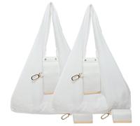 INLANDSIS Keychain Tote Bag, Lightweight & Compact Foldable Vegan Leather Mini Bags with Key Ring, Expands into Spacious Shopping Tote (2-White,L)
