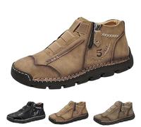 INLANDSIS Shoes for Men Leather Loafers with Arch Support, Waterproof Non-Slip Slip-On, Lightweight Casual Walking Shoes (Brown,11.5)