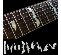 Inlaystickers F-021BW-WT - Marcadores de trastes para guitarras y bajo, diseño de alas de murciélago, color blanco perla